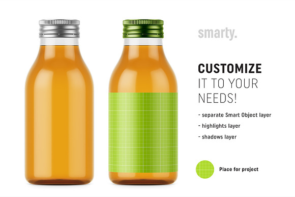 Apple juice bottle mockup in Product Mockups - product preview 1