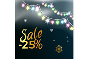 Sale -25% Garlands &Snowflake Vector