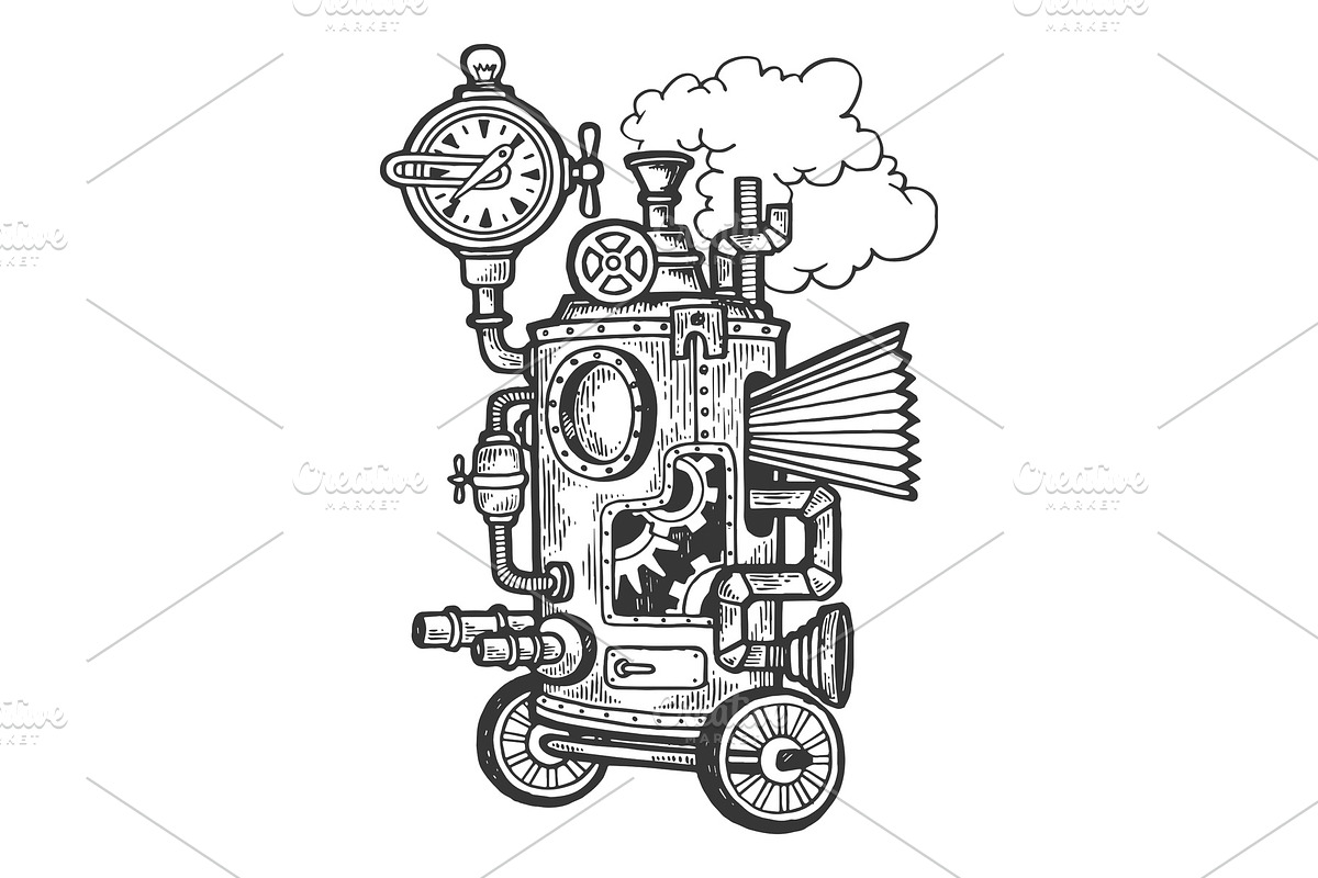 Fantastic steam punk machine vector in Illustrations - product preview 8