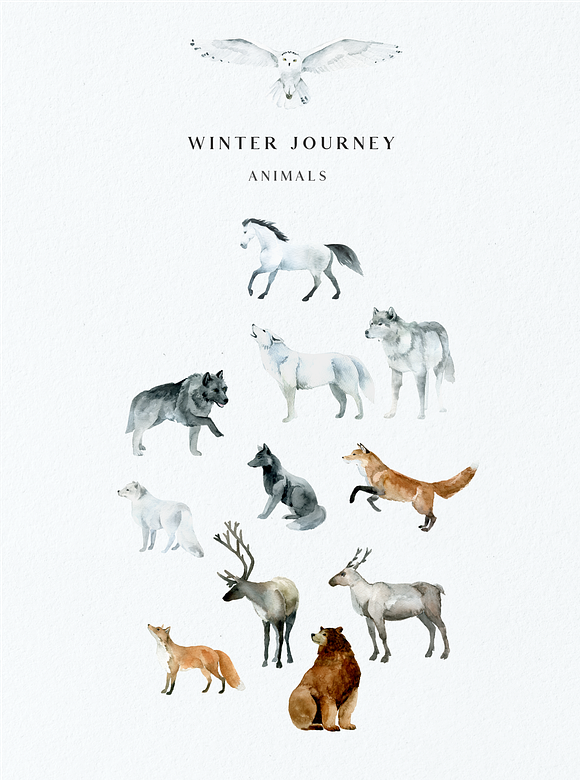 Winter journey - watercolor set in Illustrations - product preview 1
