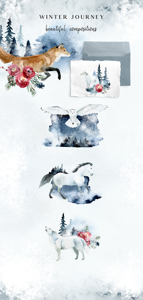 Winter journey - watercolor set in Illustrations - product preview 2