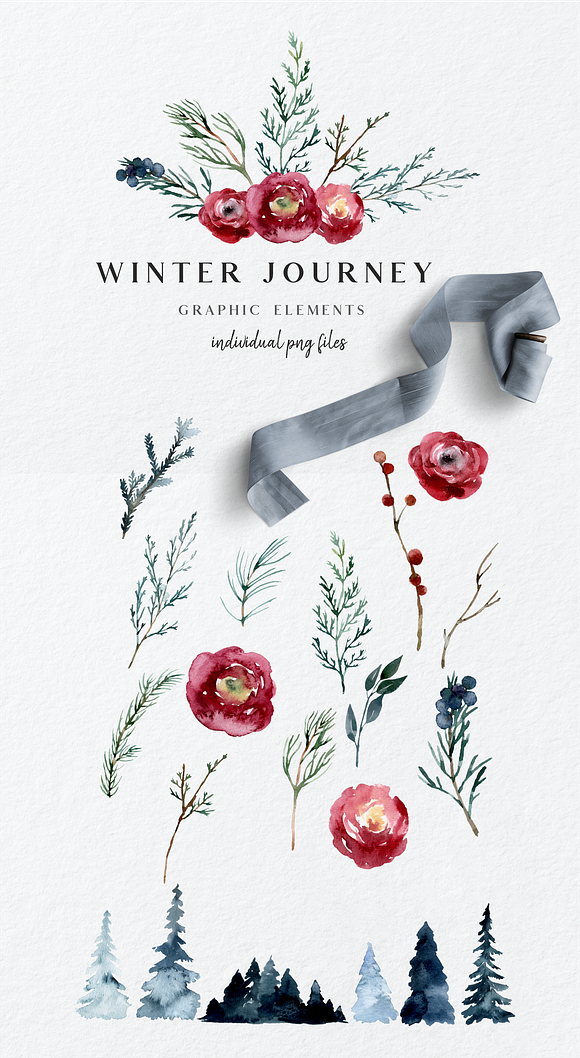 Winter journey - watercolor set in Illustrations - product preview 3