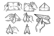 Paper airplane instructions vector