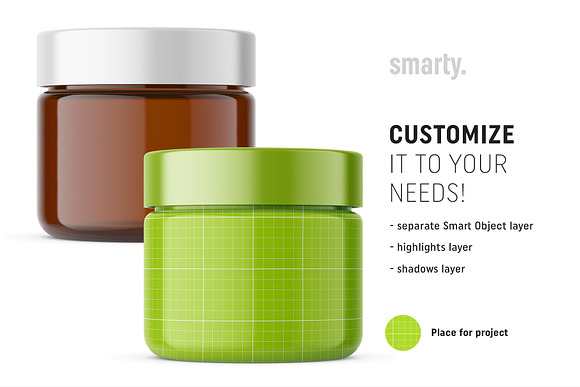 Amber glass jar mockup in Product Mockups - product preview 4