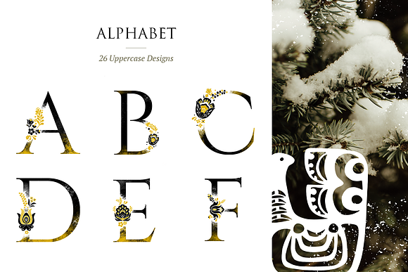 Winter Folk Alphabet and Graphics in Illustrations - product preview 1