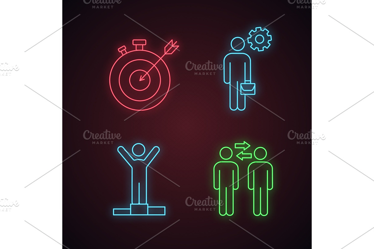 Business management neon icons set in Icons - product preview 8