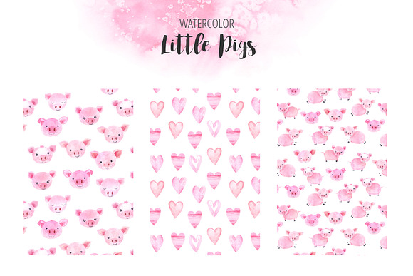 Watercolor Little Pigs Set in Graphics - product preview 2