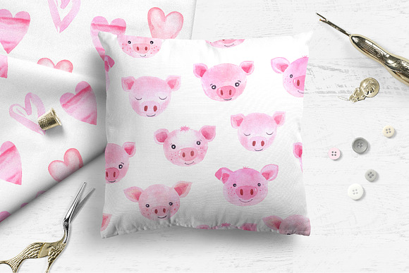 Watercolor Little Pigs Set in Graphics - product preview 4
