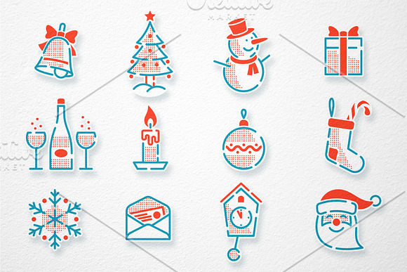 Christmas New Year Icons Set in Neon Icons - product preview 1