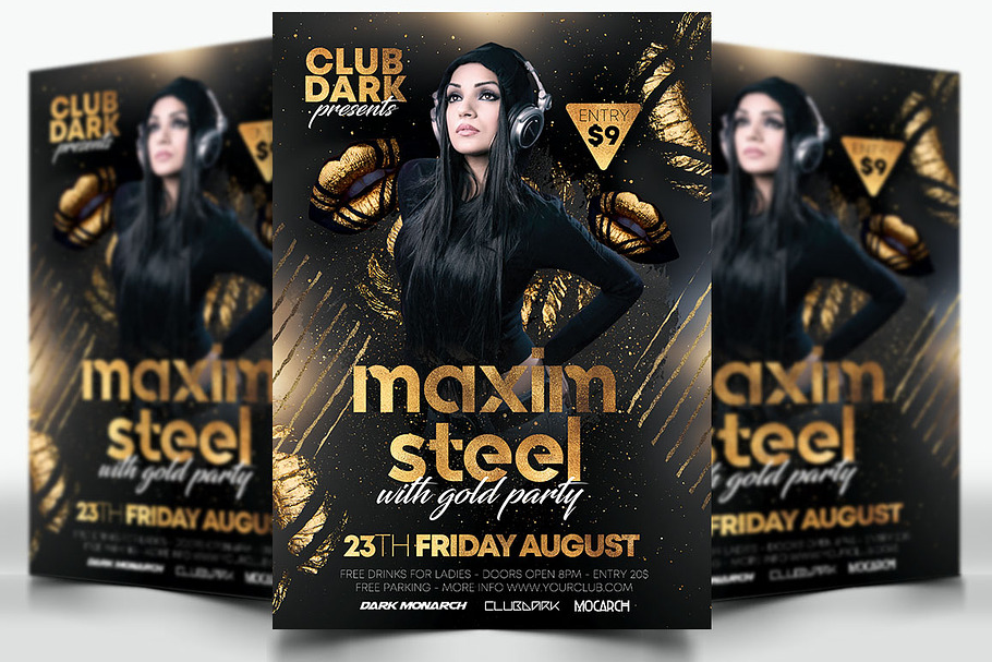 A4 Guest Dj Flyer with Gold Party