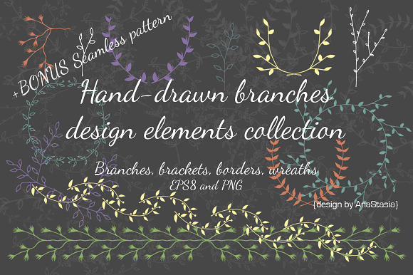 Hand-drawn branches collection in Objects - product preview 3