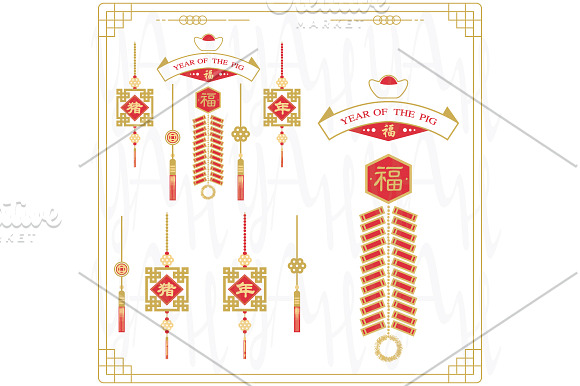 Red Gold Lunar New year Collections in Illustrations - product preview 3
