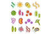 Infection bacteria virus set