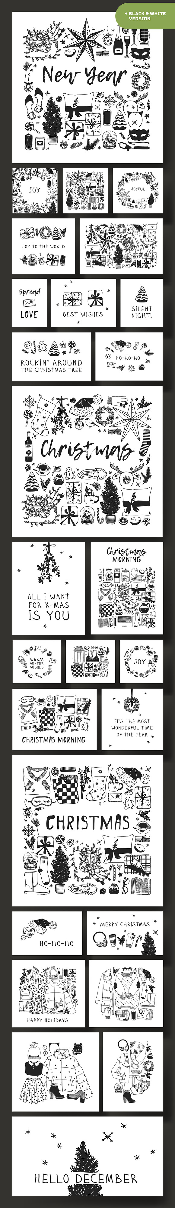 Christmas set, 8 patterns, 27 cards in Illustrations - product preview 10
