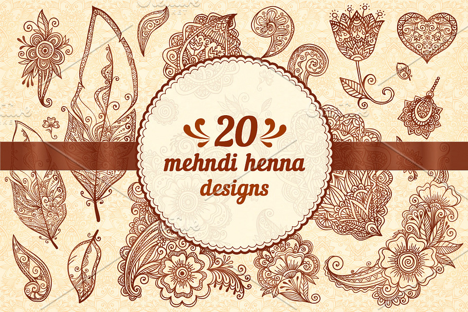 20 henna design vector elements in Objects - product preview 8