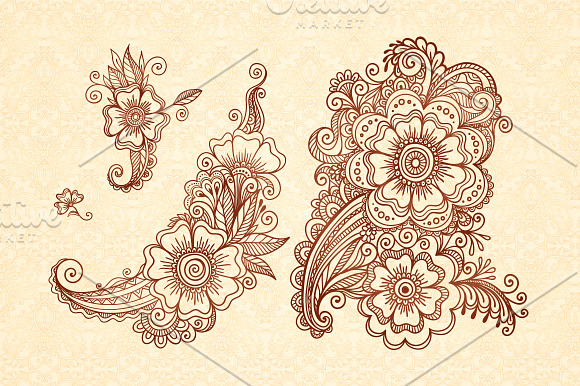 20 henna design vector elements in Objects - product preview 1