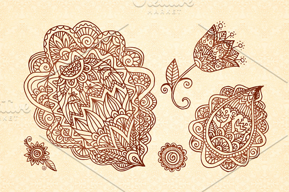20 henna design vector elements in Objects - product preview 3
