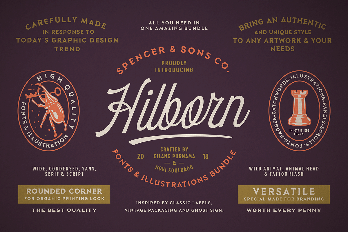 S&S Hilborn Font Bundle in Tattoo Fonts - product preview 8