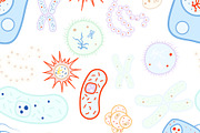 Bacterias and virus pattern on white