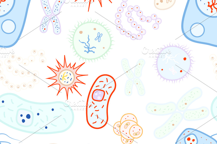 Bacterias and virus pattern on white in Patterns - product preview 8