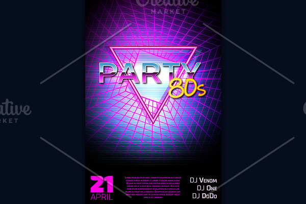 Retro futuristic background 80s styl