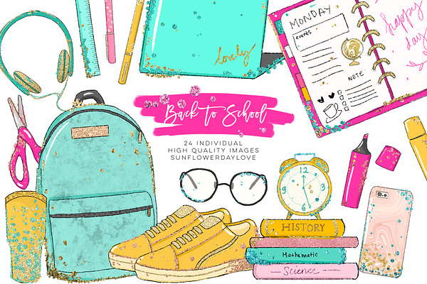 Back to School planner clipart