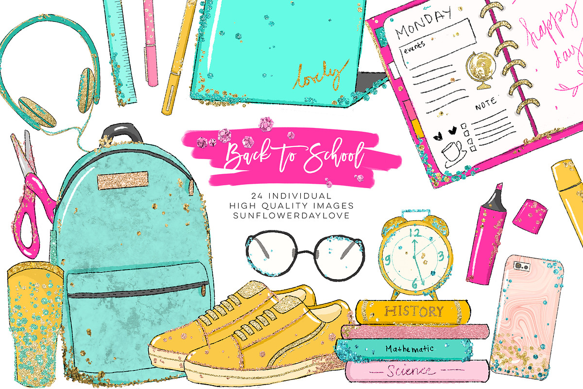 Back to School planner clipart in Illustrations - product preview 8