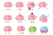 Brain character emoticons set