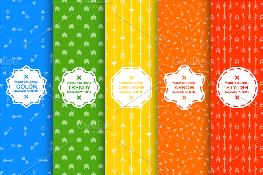Seamless colorful arrow patterns