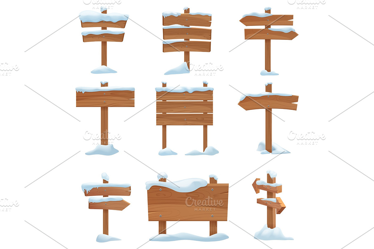 Cartoon wooden winter signs. in Textures - product preview 8