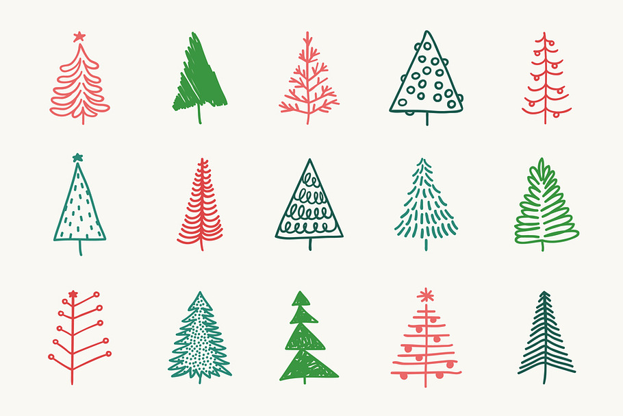 Doodle Christmas Trees and Patterns