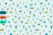 Indoor home plants seamless pattern