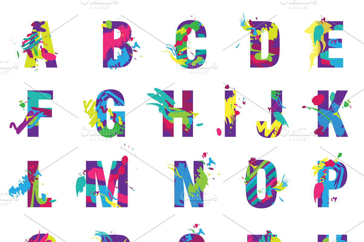 Painted splashes alphabet font in Symbol Fonts - product preview 8