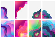 Gradient color paper waves posters