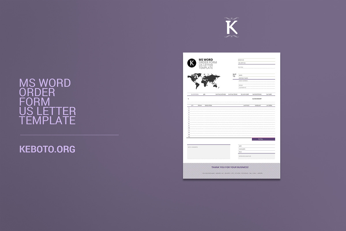 MS Word Order Form US Letter in Templates - product preview 8