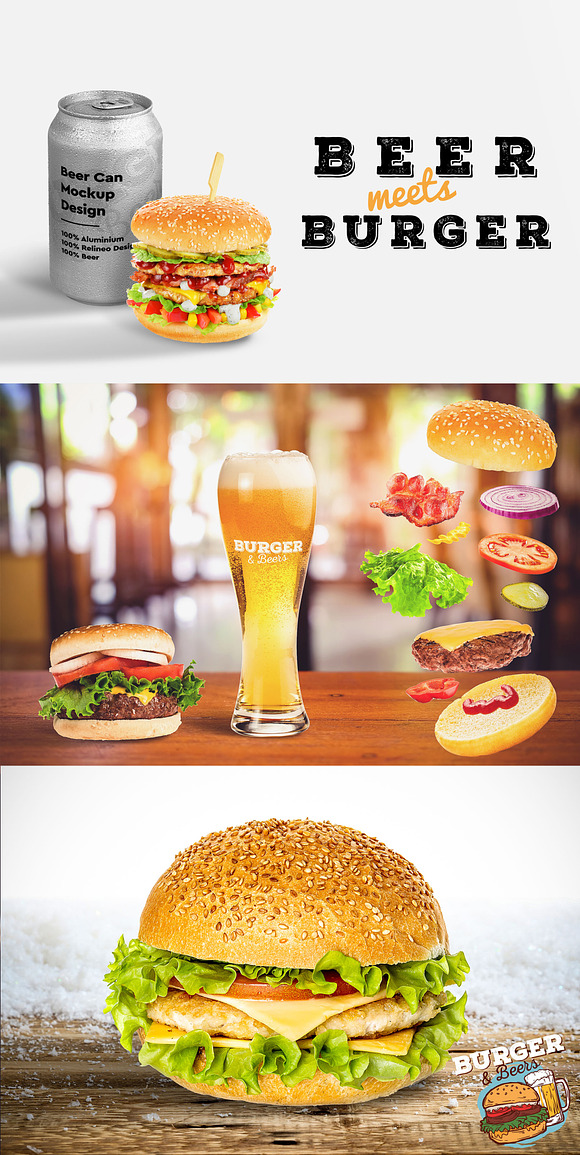 Burger&Beer Mock-up / Scene Creator in Scene Creator Mockups - product preview 3