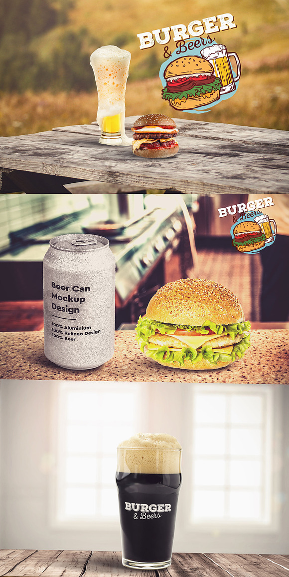 Burger&Beer Mock-up / Scene Creator in Scene Creator Mockups - product preview 4