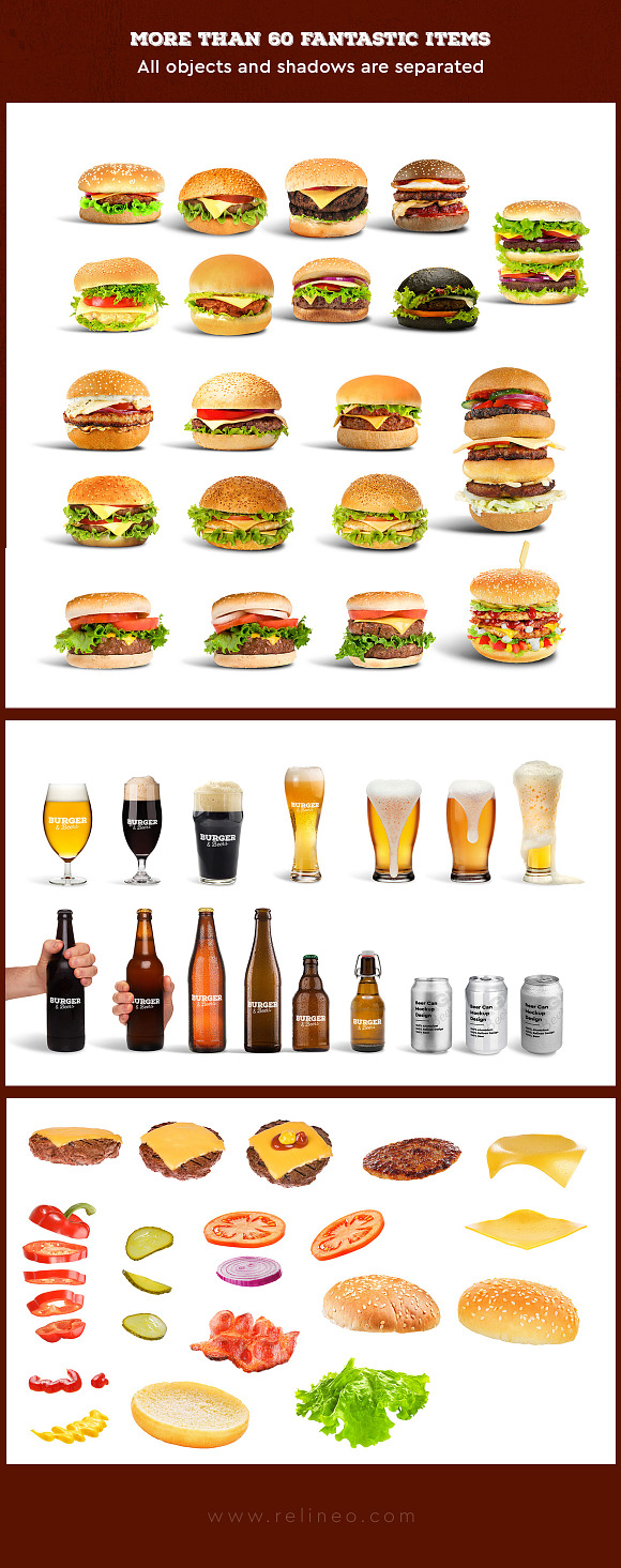 Burger&Beer Mock-up / Scene Creator in Scene Creator Mockups - product preview 5