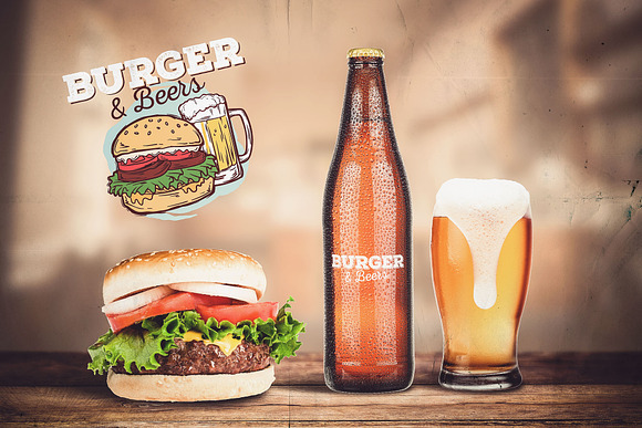 Burger&Beer Mock-up / Scene Creator in Scene Creator Mockups - product preview 6