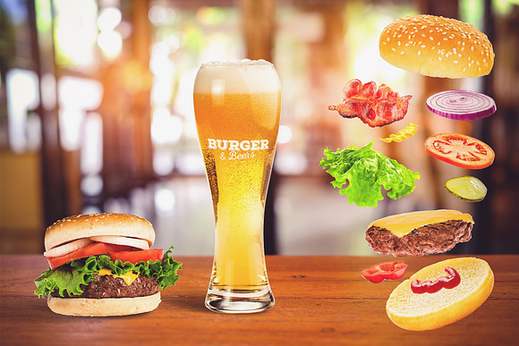 Burger&Beer Mock-up / Scene Creator in Scene Creator Mockups - product preview 11