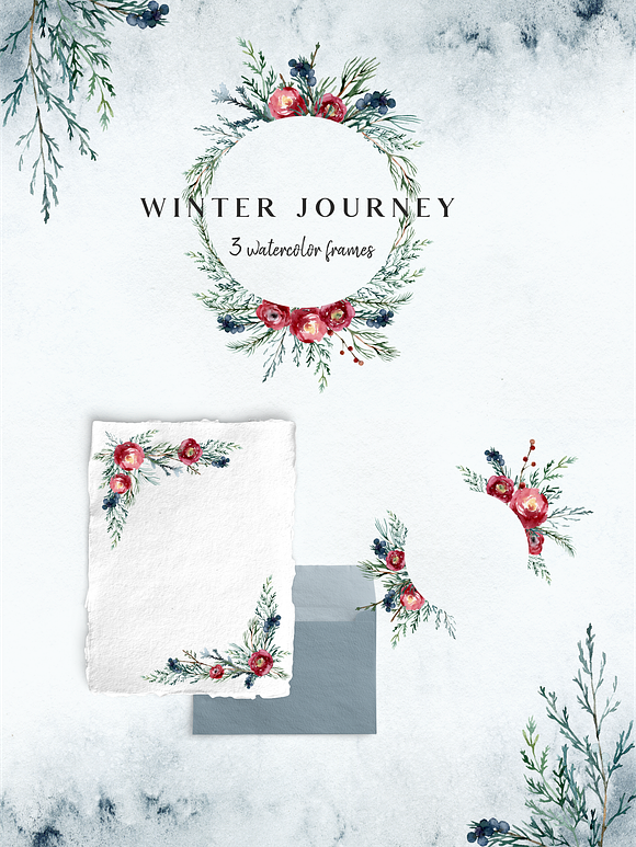 Winter journey - watercolor set in Illustrations - product preview 7