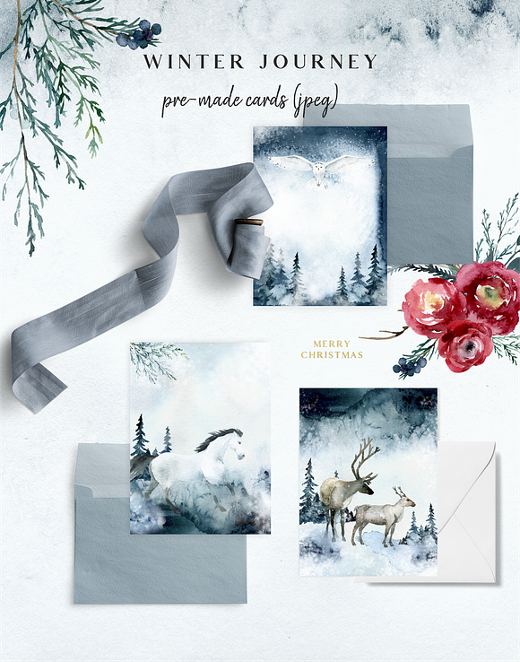 Winter journey - watercolor set in Illustrations - product preview 8
