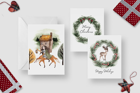 Watercolor Winter Magical Woodland in Illustrations - product preview 5