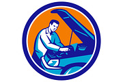 Auto Mechanic Car Repair Circle Retr