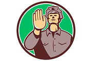 Traffic Policeman Hand Stop Sign Cir