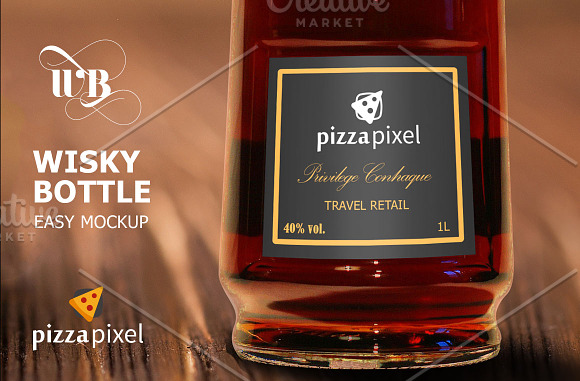 Easy Wisky Bottle Mockup (SALE) in Product Mockups - product preview 1
