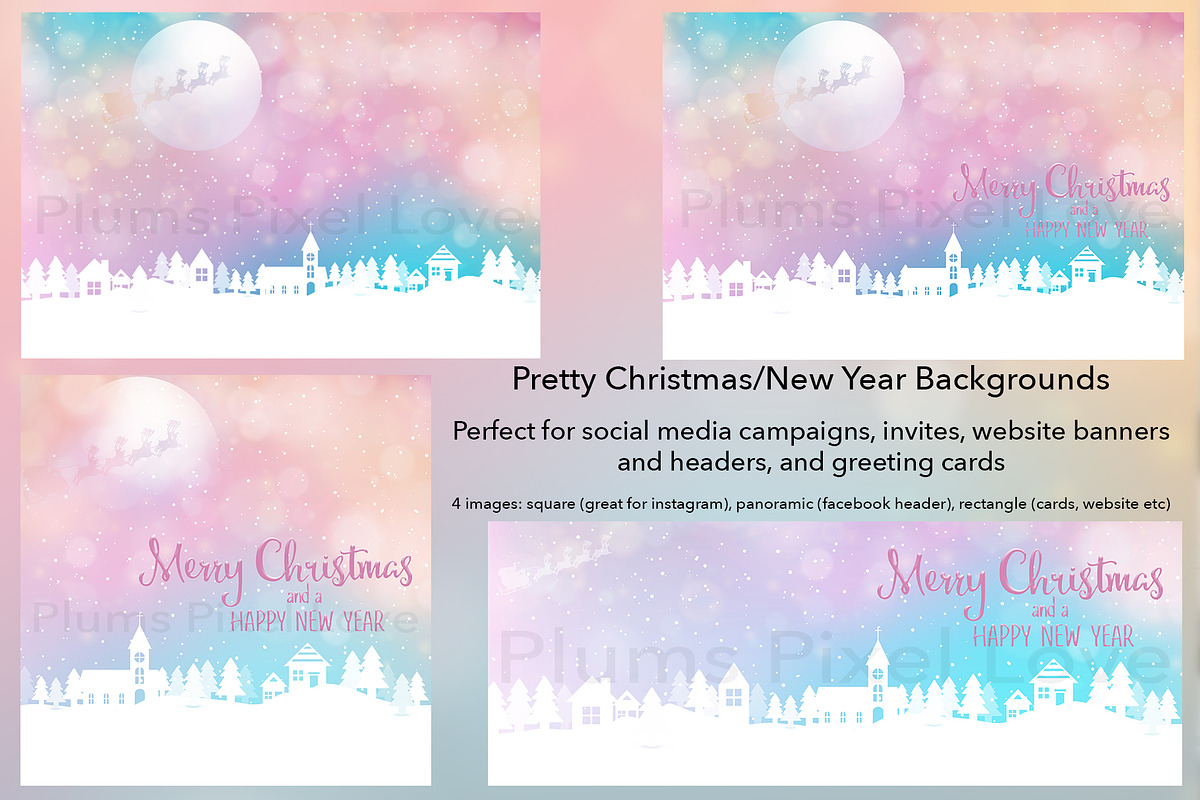 Christmas, New Year backgrounds in Social Media Templates - product preview 8