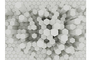 White geometric hexagonal abstract