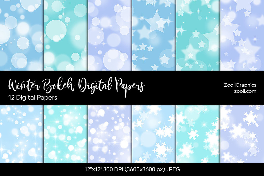 Winter Bokeh Digital Papers