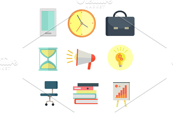 Set of Business Icons in Flat Style